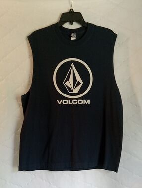 Y2K Volcom Navy Sleeveless Logo Tank with White Emblem